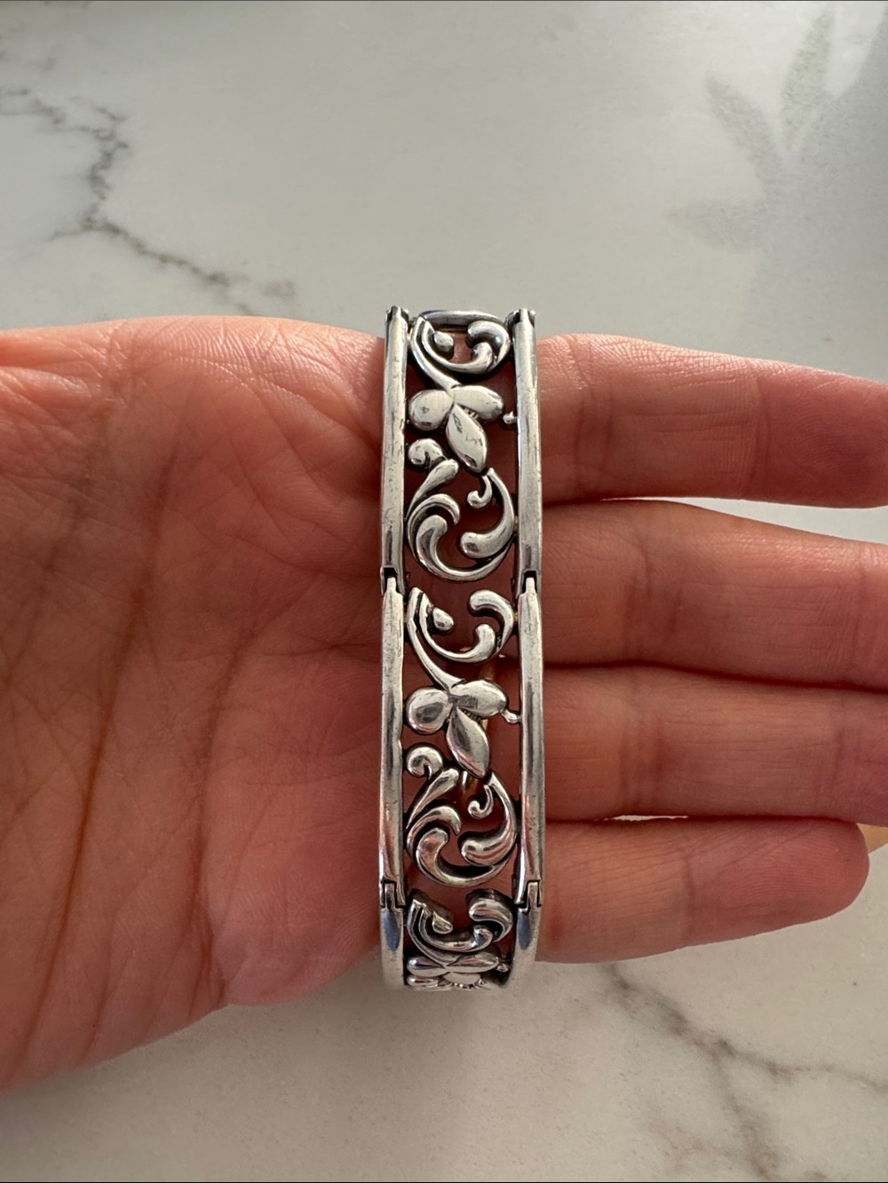 Silpada Silver Filigree Scroll Link Bracelet - B1462